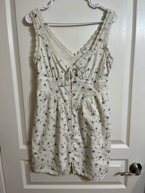 Cotton On Cream Dress with Navy Floral Print